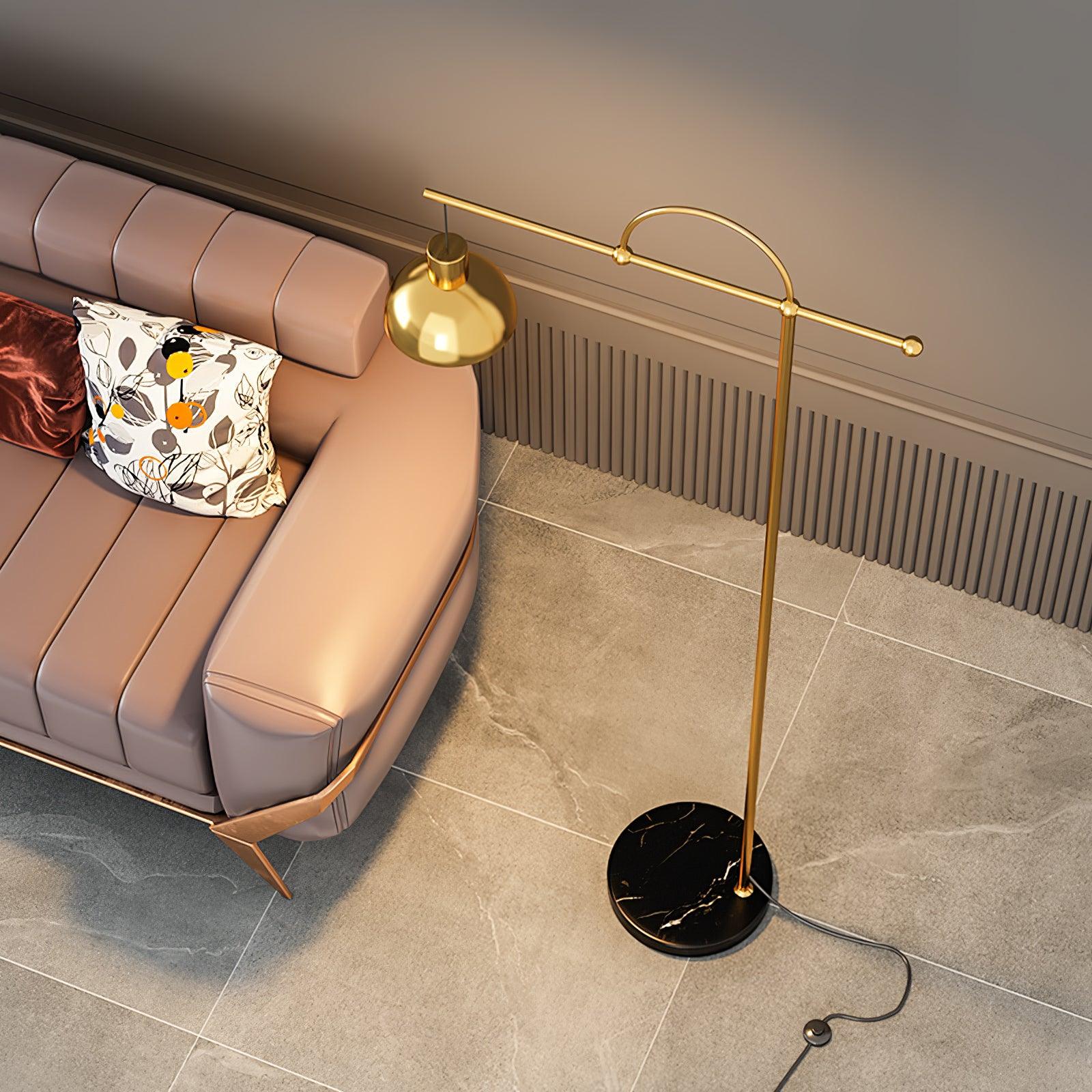 Nidal Modern Metal Standing Floor Lamp with Elegant Marble Base and Minimalist Design