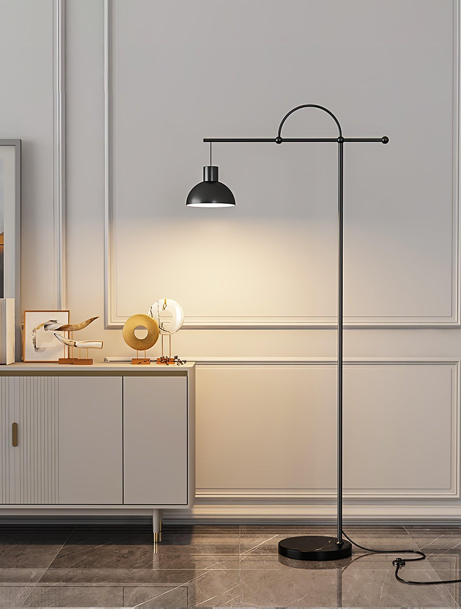 Nidal Modern Metal Standing Floor Lamp with Elegant Marble Base and Minimalist Design
