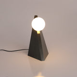 Modern Geometric Stainless Steel Table Lamp with Globe Glass Shade for Bedside and Desk