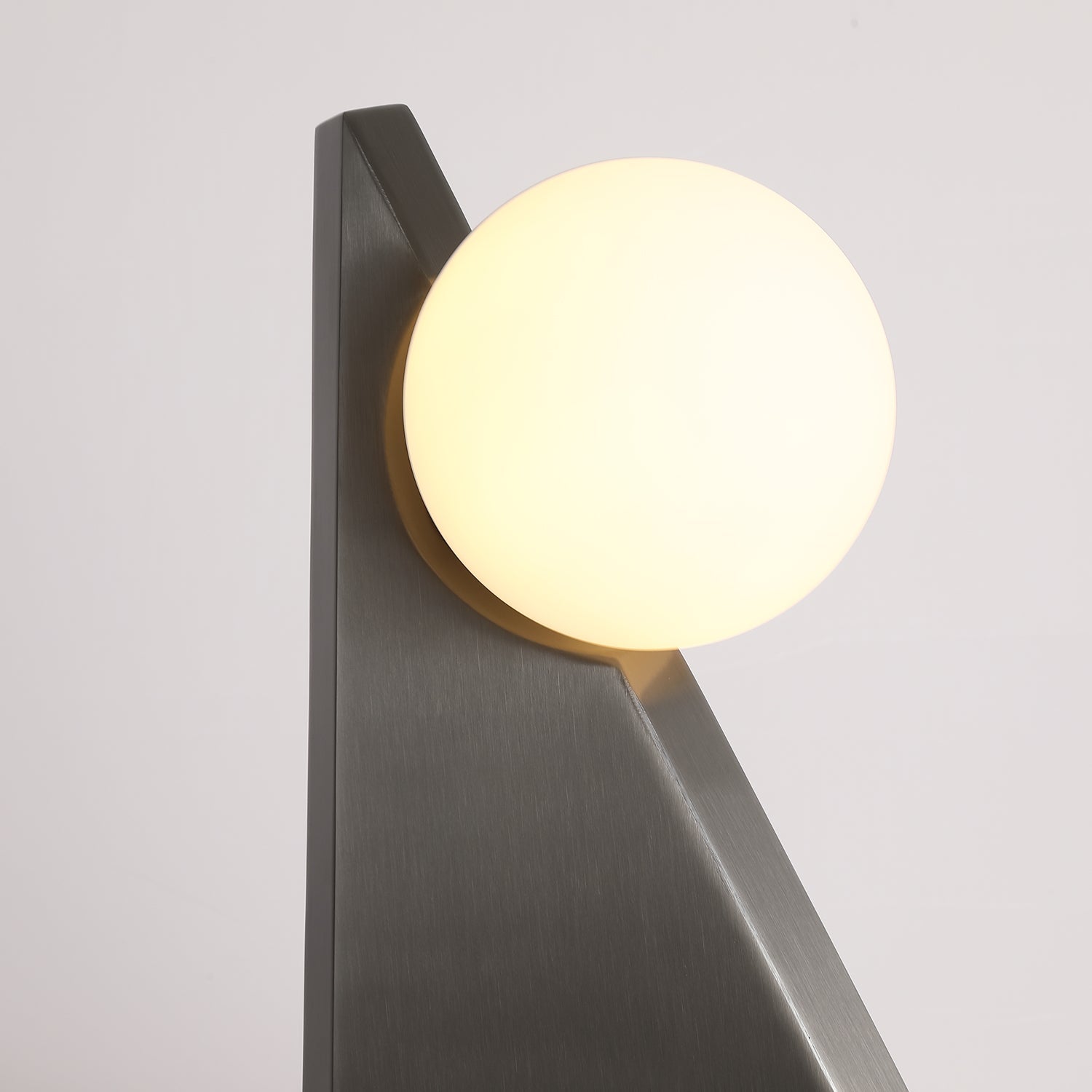 Modern Geometric Stainless Steel Table Lamp with Globe Glass Shade for Bedside and Desk