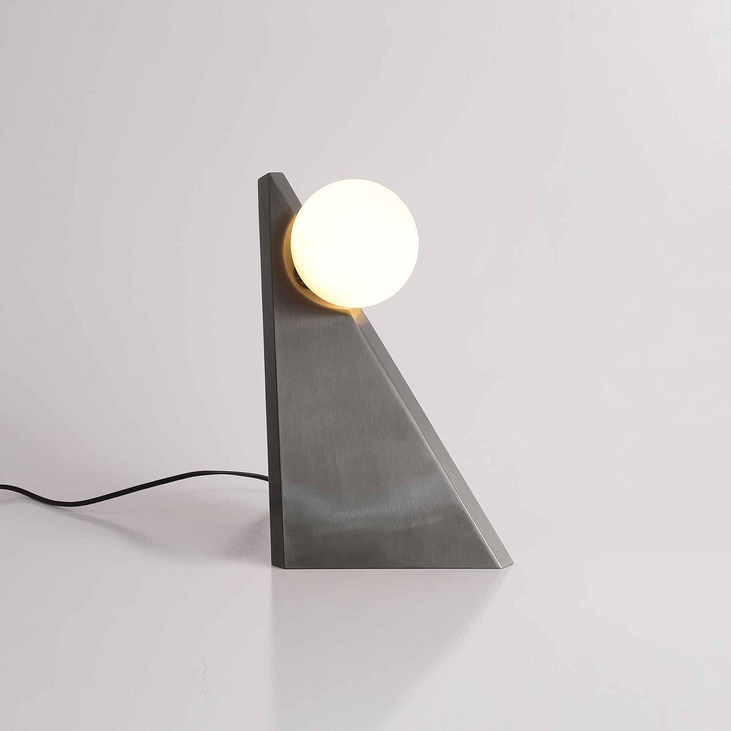 Modern Geometric Stainless Steel Table Lamp with Globe Glass Shade for Bedside and Desk