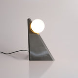 Modern Geometric Stainless Steel Table Lamp with Globe Glass Shade for Bedside and Desk