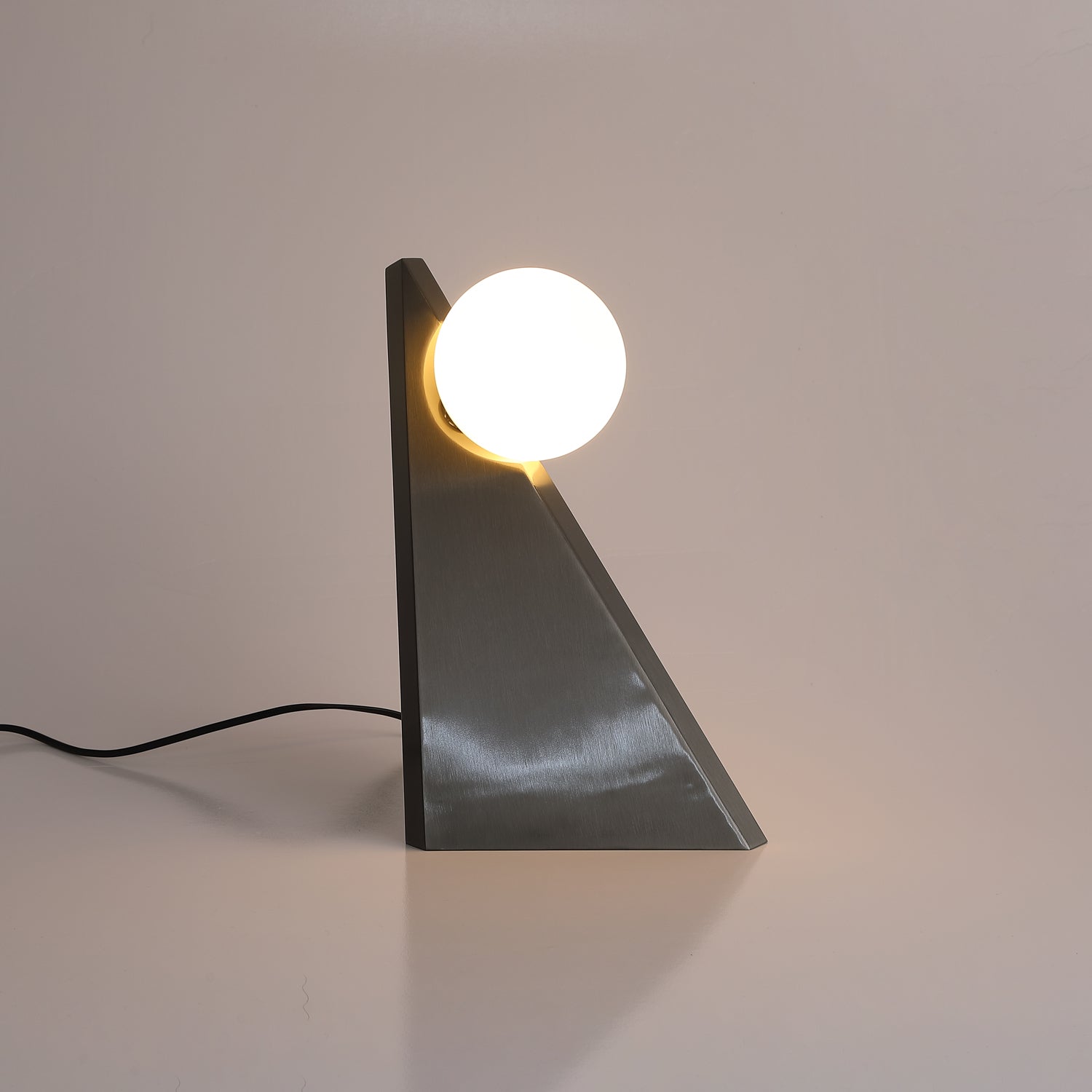 Modern Geometric Stainless Steel Table Lamp with Globe Glass Shade for Bedside and Desk