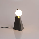 Modern Geometric Stainless Steel Table Lamp with Globe Glass Shade for Bedside and Desk
