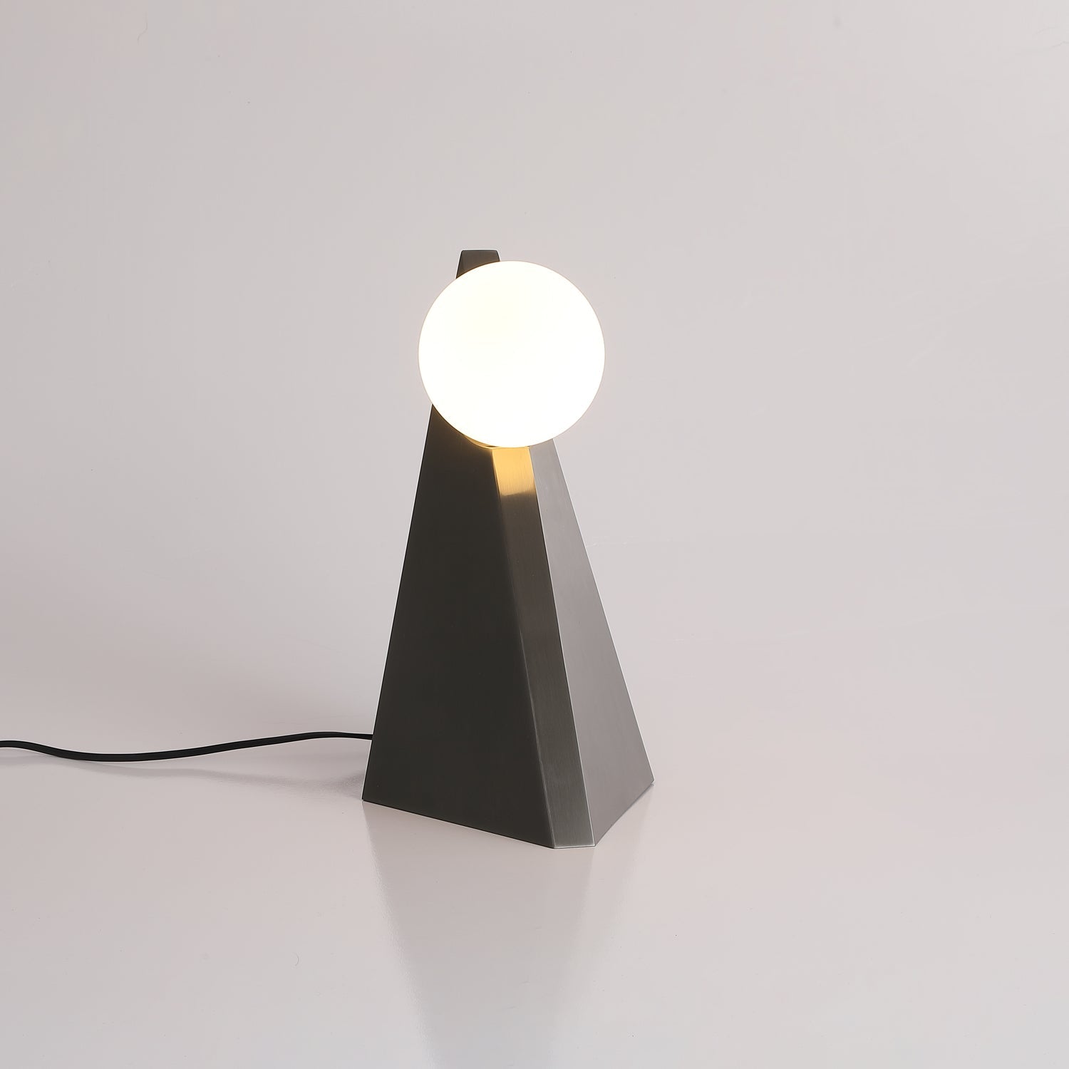 Modern Geometric Stainless Steel Table Lamp with Globe Glass Shade for Bedside and Desk