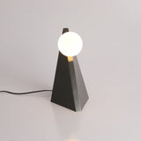 Modern Geometric Stainless Steel Table Lamp with Globe Glass Shade for Bedside and Desk