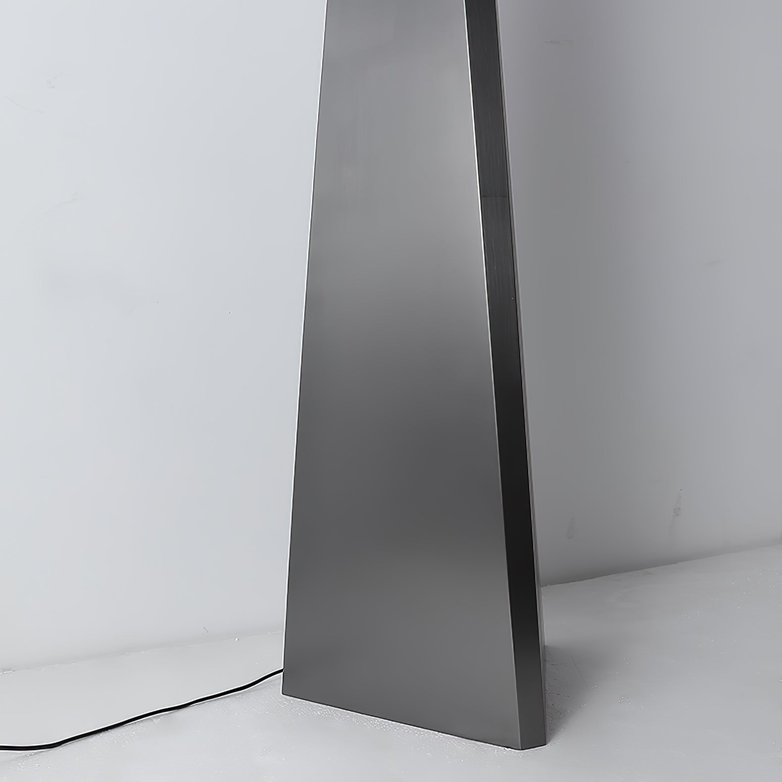 Geometric Stainless Steel Floor Lamp with Spherical Glass Shade in Black Finish