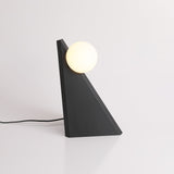 Modern Geometric Stainless Steel Table Lamp with Globe Glass Shade for Bedside and Desk