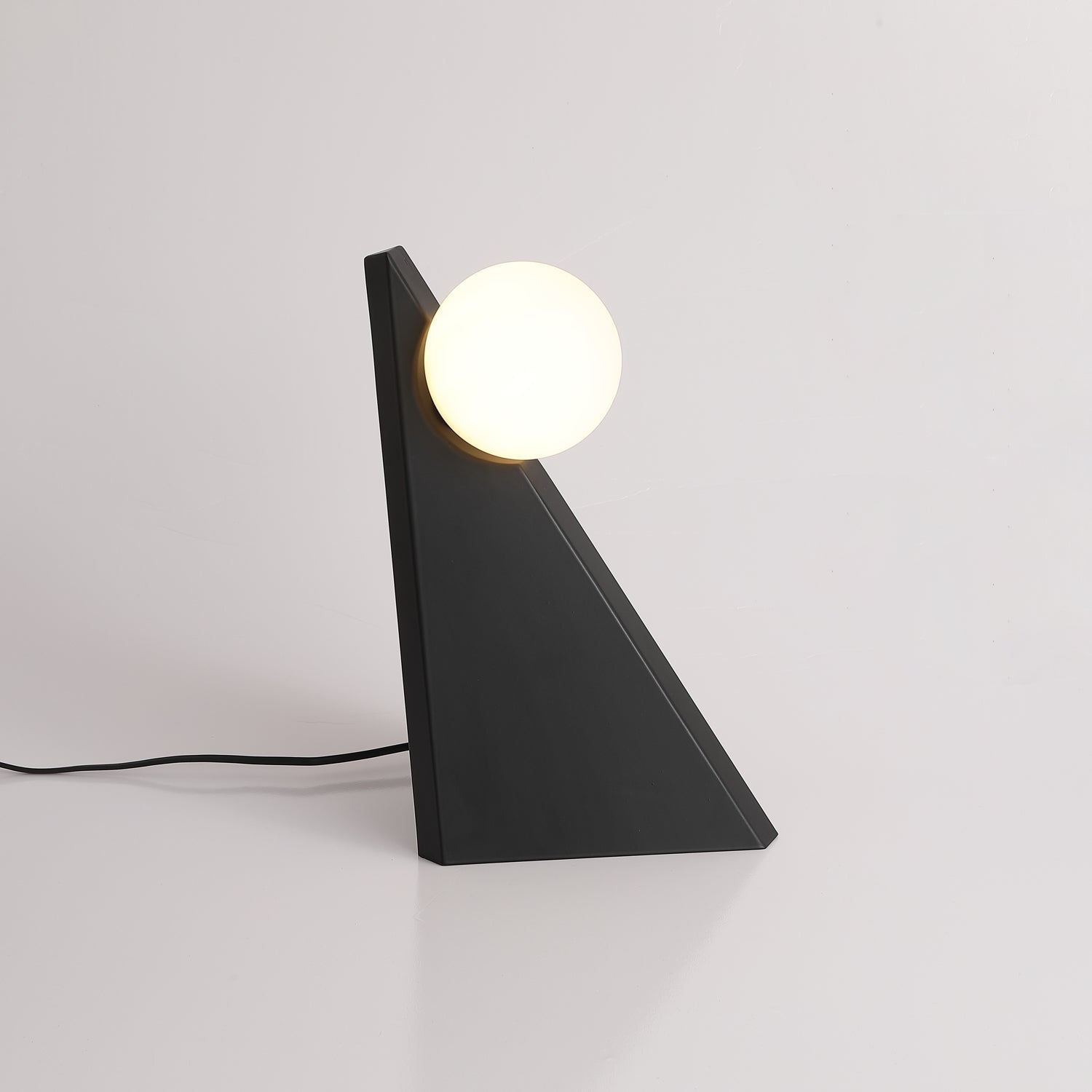 Modern Geometric Stainless Steel Table Lamp with Globe Glass Shade for Bedside and Desk