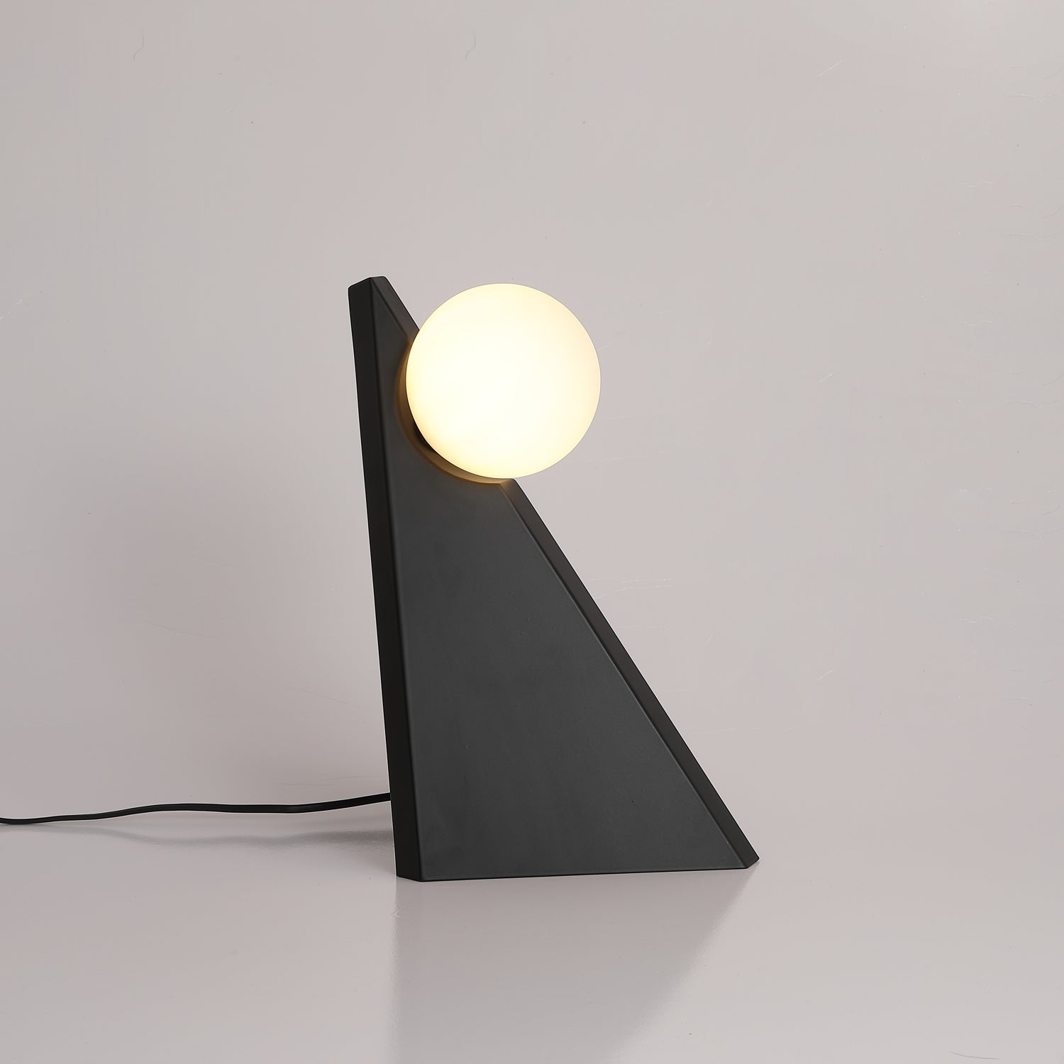 Modern Geometric Stainless Steel Table Lamp with Globe Glass Shade for Bedside and Desk