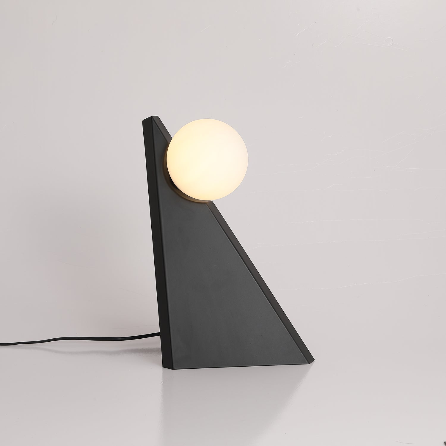 Modern Geometric Stainless Steel Table Lamp with Globe Glass Shade for Bedside and Desk
