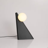 Modern Geometric Stainless Steel Table Lamp with Globe Glass Shade for Bedside and Desk