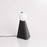 Modern Geometric Stainless Steel Table Lamp with Globe Glass Shade for Bedside and Desk