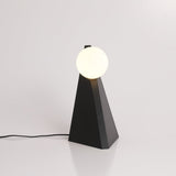Modern Geometric Stainless Steel Table Lamp with Globe Glass Shade for Bedside and Desk
