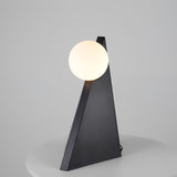 Modern Geometric Stainless Steel Table Lamp with Globe Glass Shade for Bedside and Desk