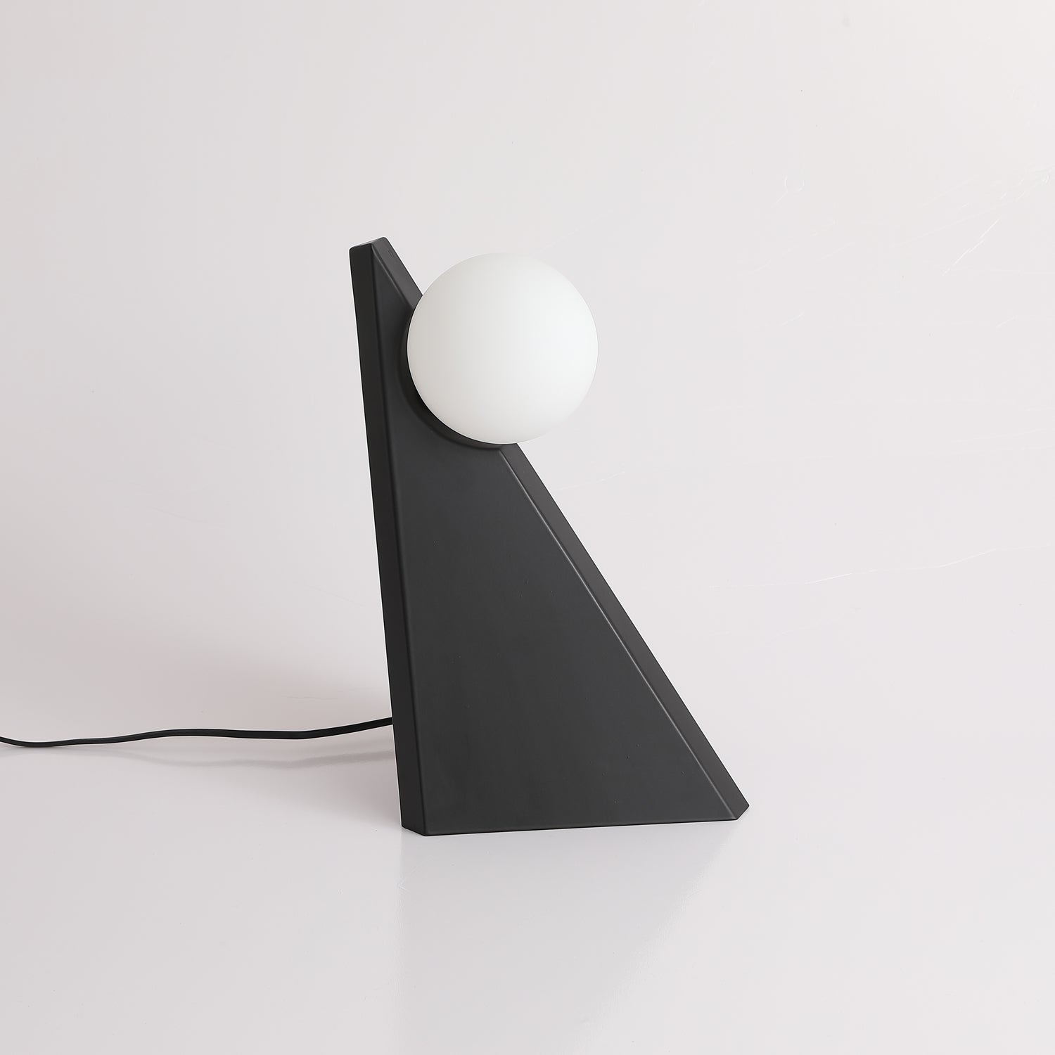 Modern Geometric Stainless Steel Table Lamp with Globe Glass Shade for Bedside and Desk