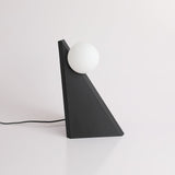 Modern Geometric Stainless Steel Table Lamp with Globe Glass Shade for Bedside and Desk