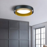 Nolan Vintage Gold Integrated LED Flush Mount Ceiling Light with Black Outer Ring