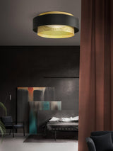 Nolan Vintage Gold Integrated LED Flush Mount Ceiling Light with Black Outer Ring