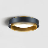 Nolan Vintage Gold Integrated LED Flush Mount Ceiling Light with Black Outer Ring