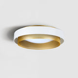 Nolan Vintage Gold Integrated LED Flush Mount Ceiling Light with Black Outer Ring