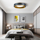 Nolan Vintage Gold Integrated LED Flush Mount Ceiling Light with Black Outer Ring