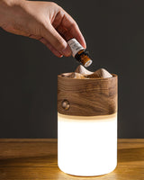 Modern Portable LED Lantern Table Lamp with Natural Wood Handle and USB Charging