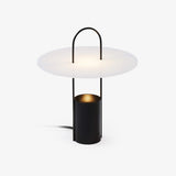 Nomade Modern Industrial Table Lamp with Carry Handle and Acrylic Diffuser for Bedside and Office