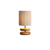 Wabi Sabi Natural Wood Table Lamp with Hand Woven Hemp Rope Shade for Bedroom Side Tables
