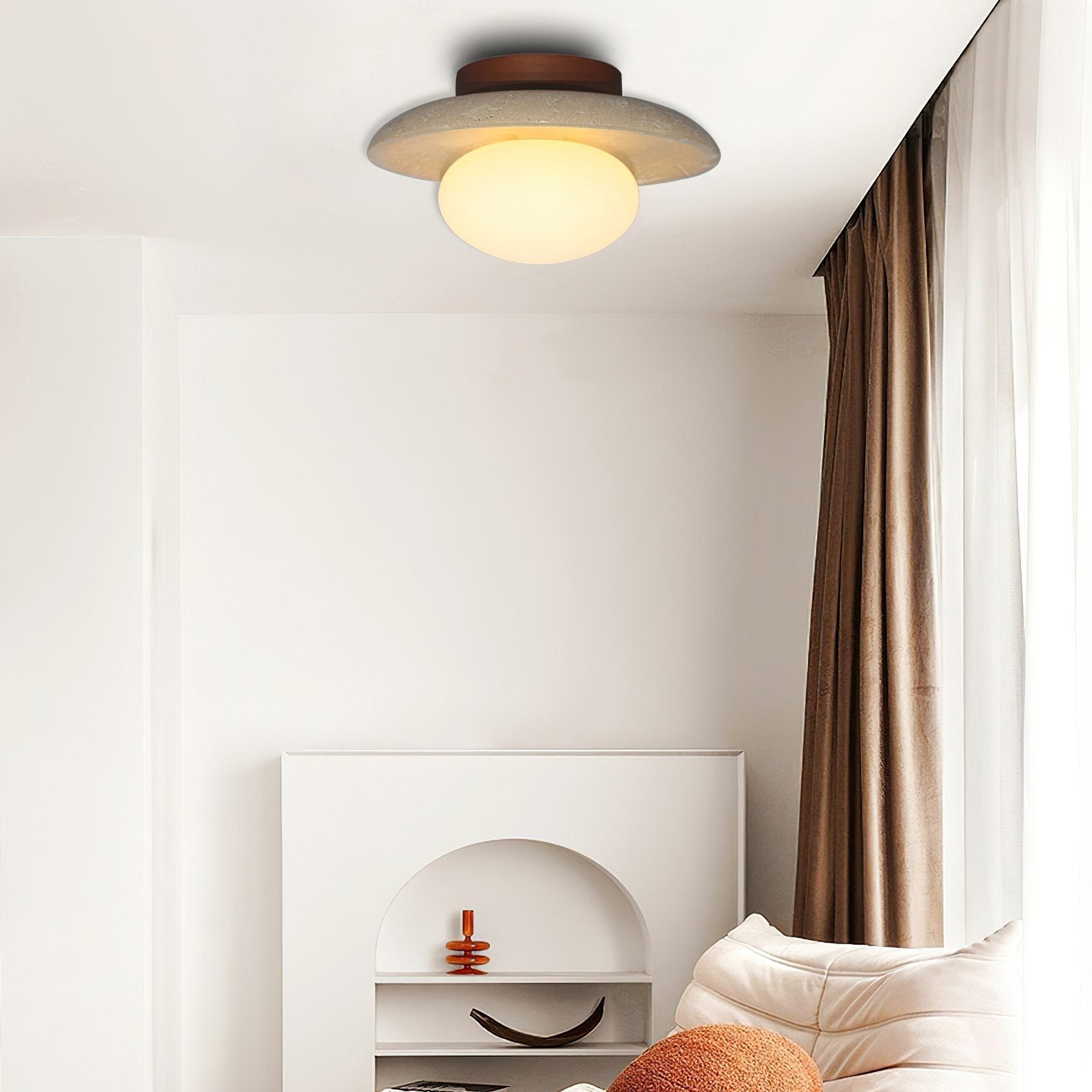 modern-yellow-travertine-and-walnut-wood-semi-flush-mount-ceiling-light-fixture