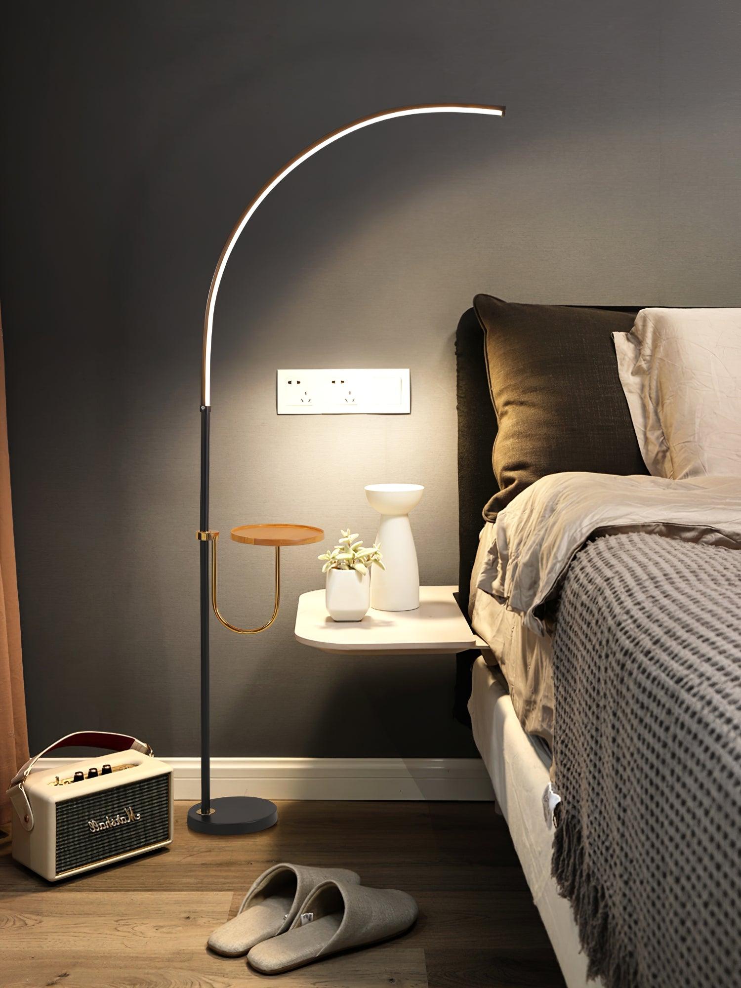 Nordic Minimalist Arc Floor Lamp Contemporary Curved LED Standing Light for Living Room