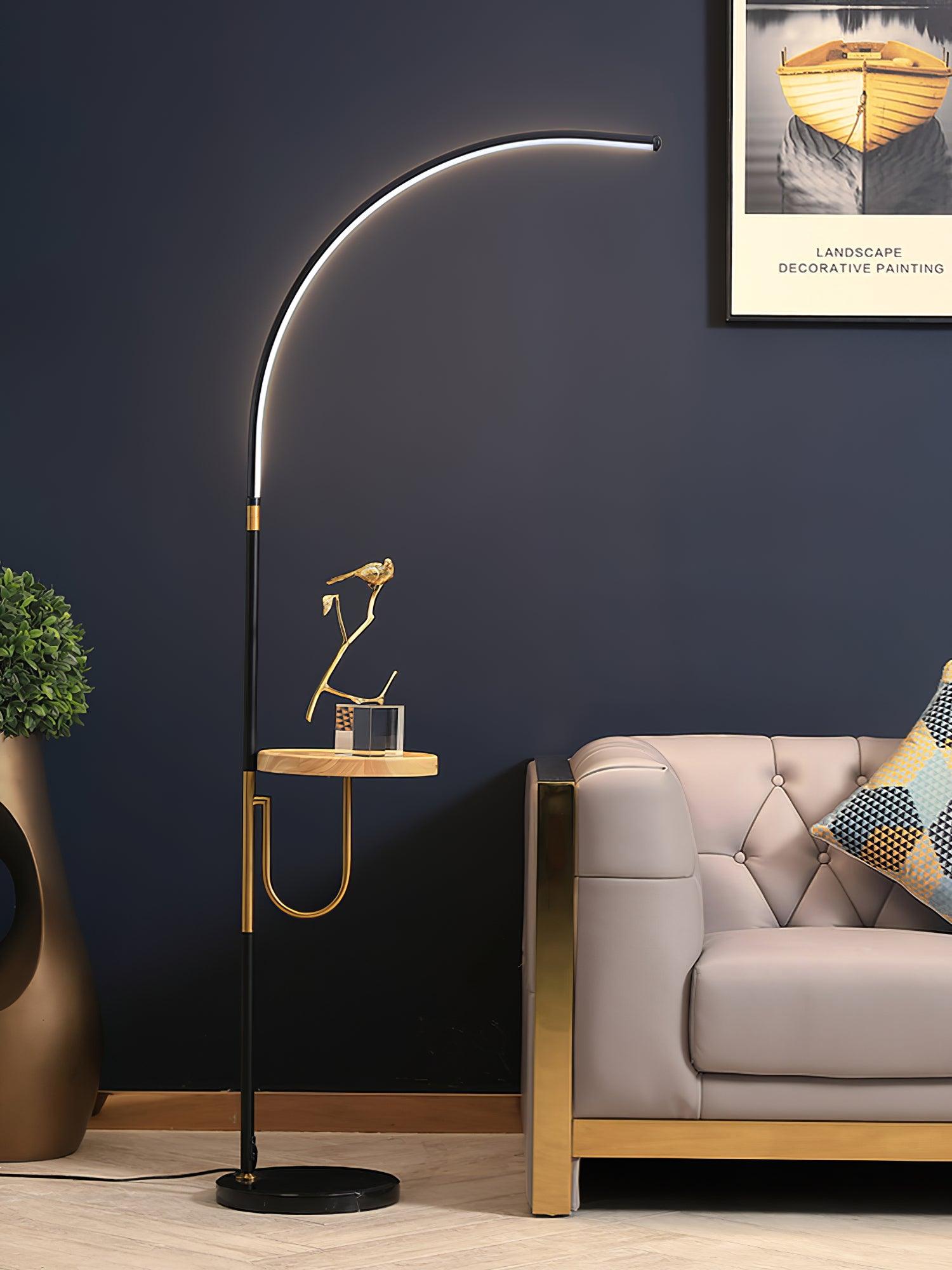 Nordic Minimalist Arc Floor Lamp Contemporary Curved LED Standing Light for Living Room