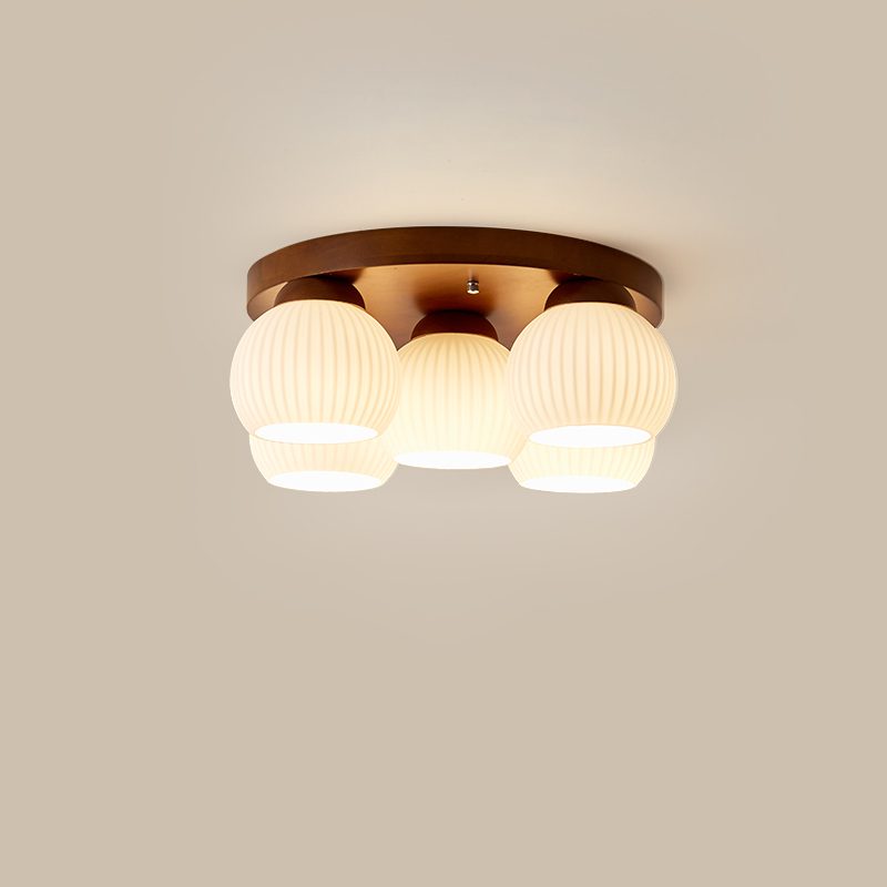 modern-nordic-wood-round-flush-mount-ceiling-light-with-white-glass-shades