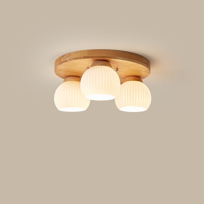 modern-nordic-wood-round-flush-mount-ceiling-light-with-white-glass-shades