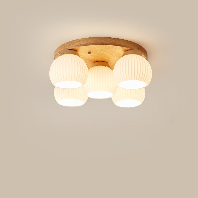 modern-nordic-wood-round-flush-mount-ceiling-light-with-white-glass-shades