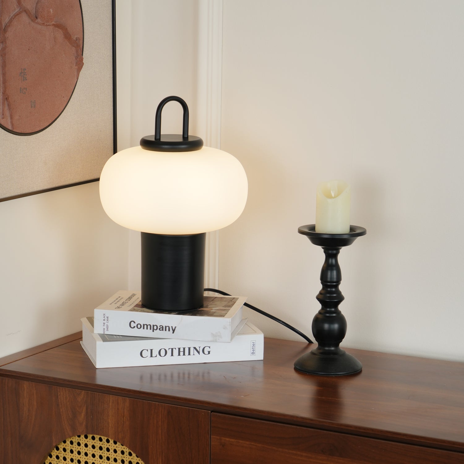 Modern Nox Metal and Glass Portable Table Lamp for Reading and Bedside Lighting