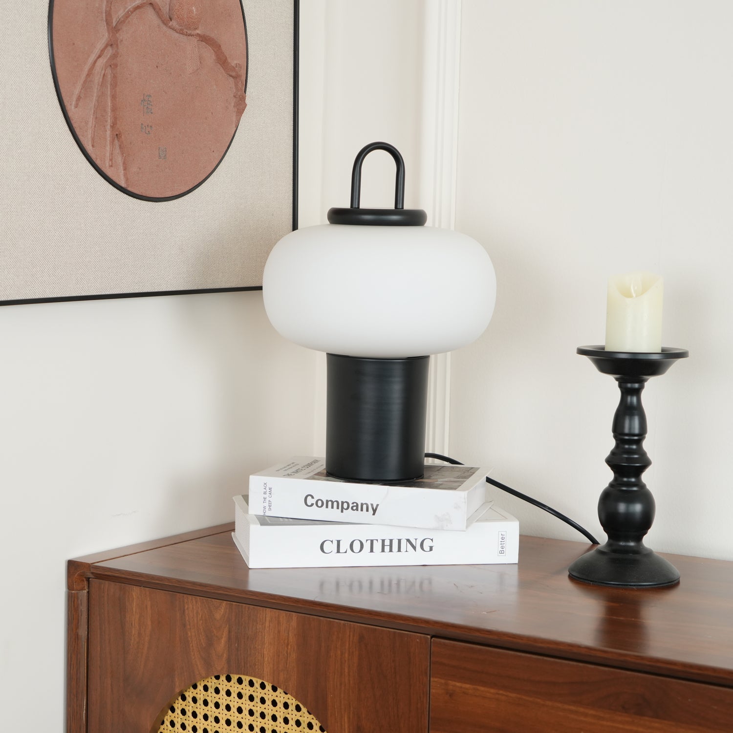 Modern Nox Metal and Glass Portable Table Lamp for Reading and Bedside Lighting