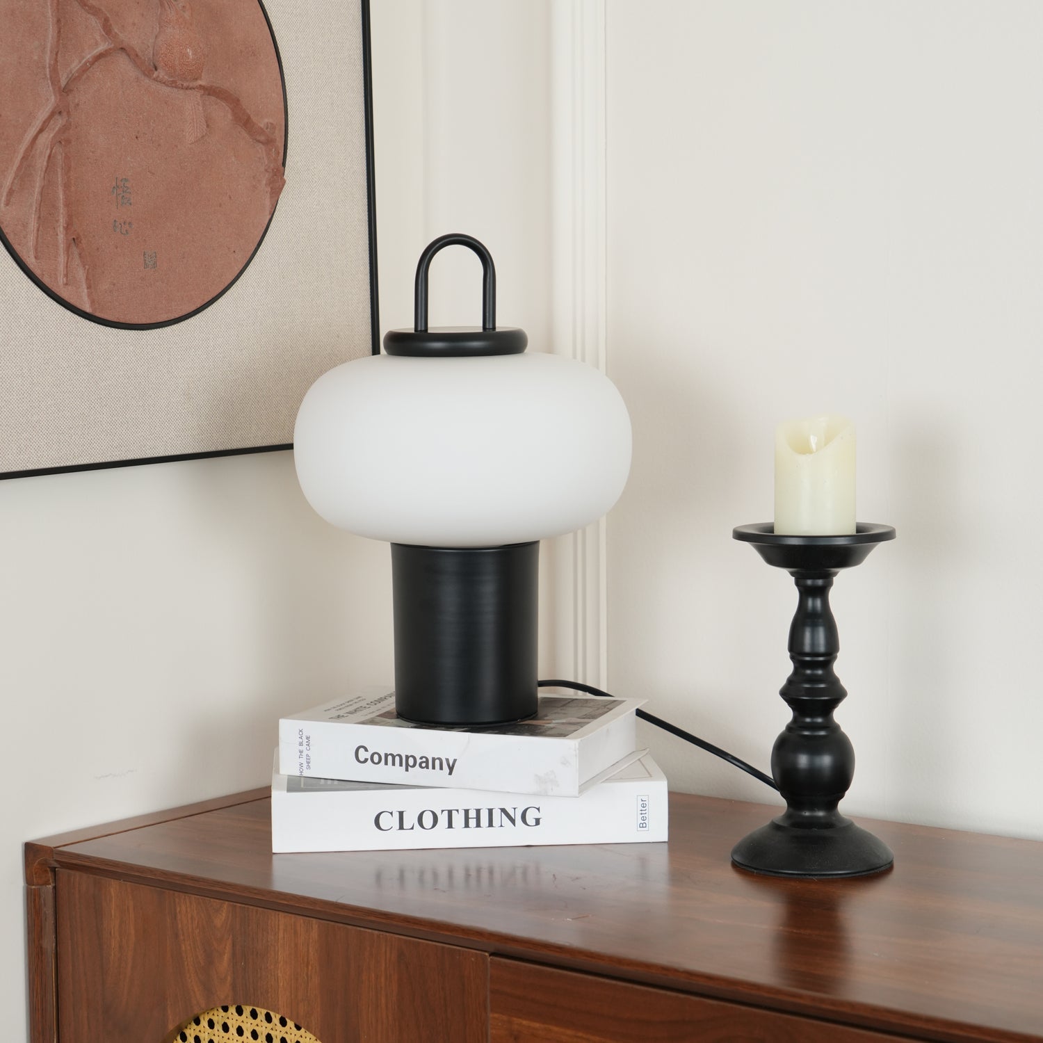 Modern Nox Metal and Glass Portable Table Lamp for Reading and Bedside Lighting