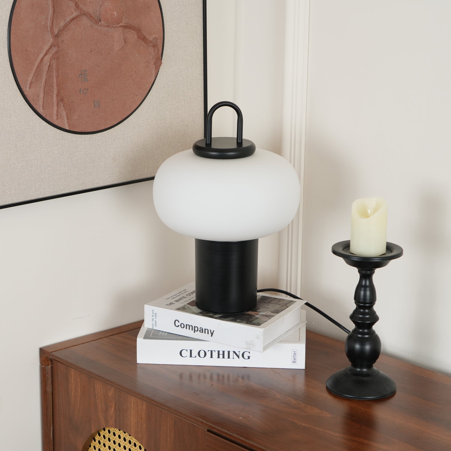Modern Nox Metal and Glass Portable Table Lamp for Reading and Bedside Lighting
