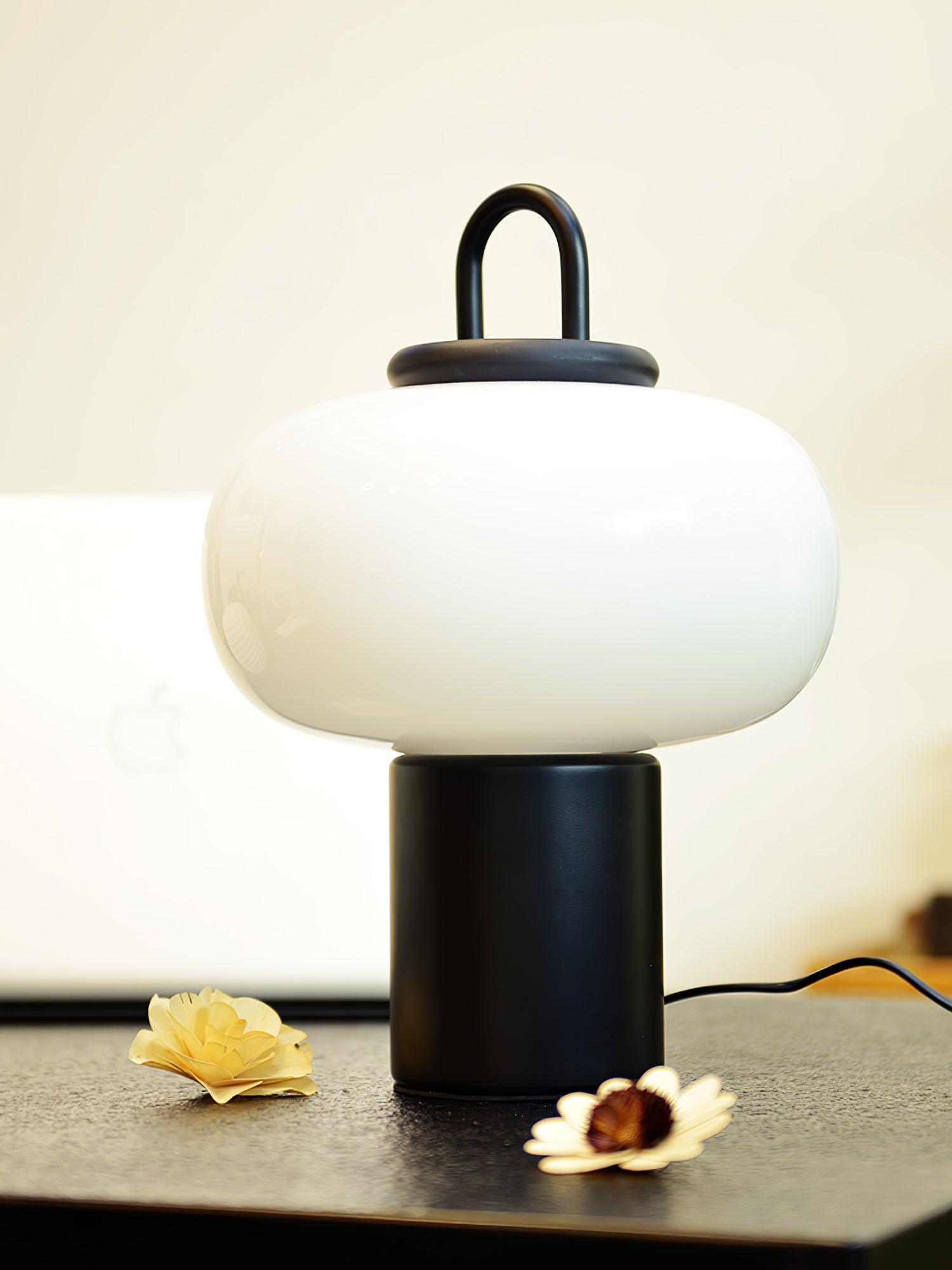 Modern Nox Metal and Glass Portable Table Lamp for Reading and Bedside Lighting