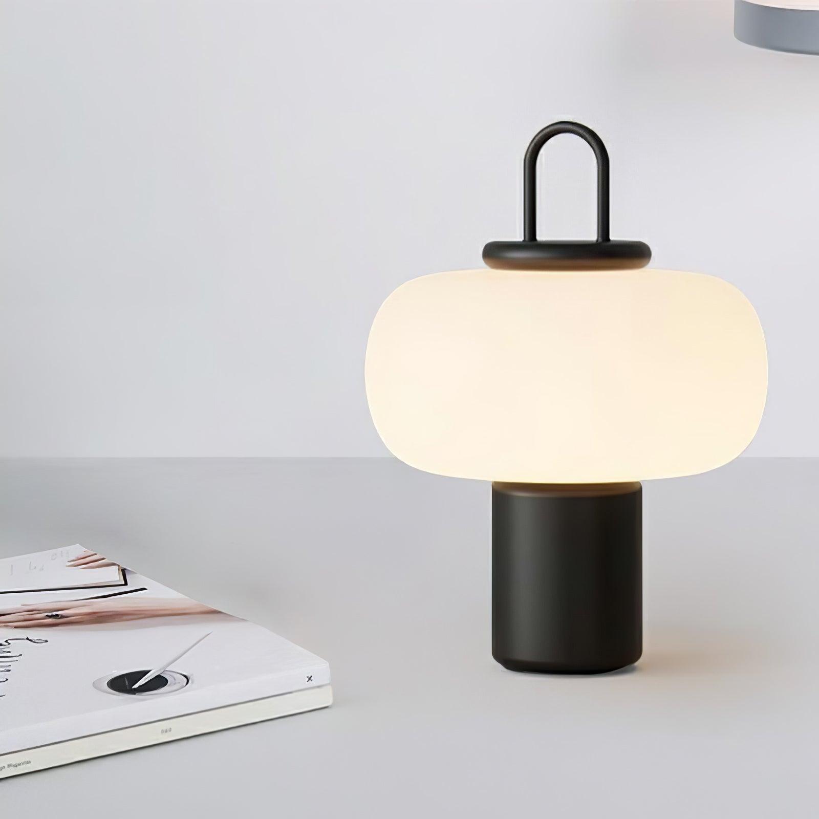 Modern Nox Metal and Glass Portable Table Lamp for Reading and Bedside Lighting