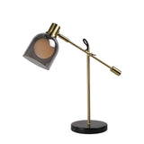 Modern Adjustable Table Lamp with Black Marble Base and Dual Smoked Glass Shade for Interior Lighting