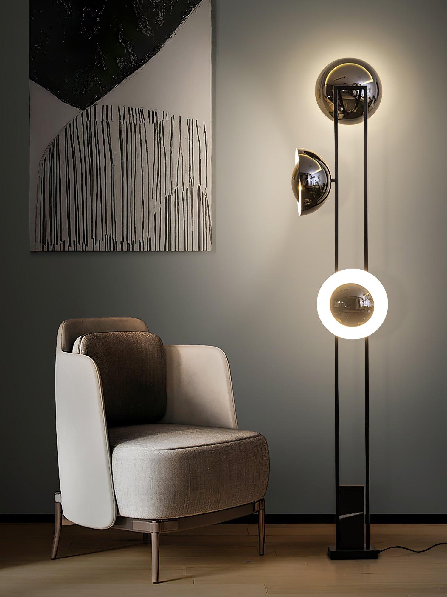 Modern LED Floor Lamp Black Three Light Tall Accent Light for Living Room