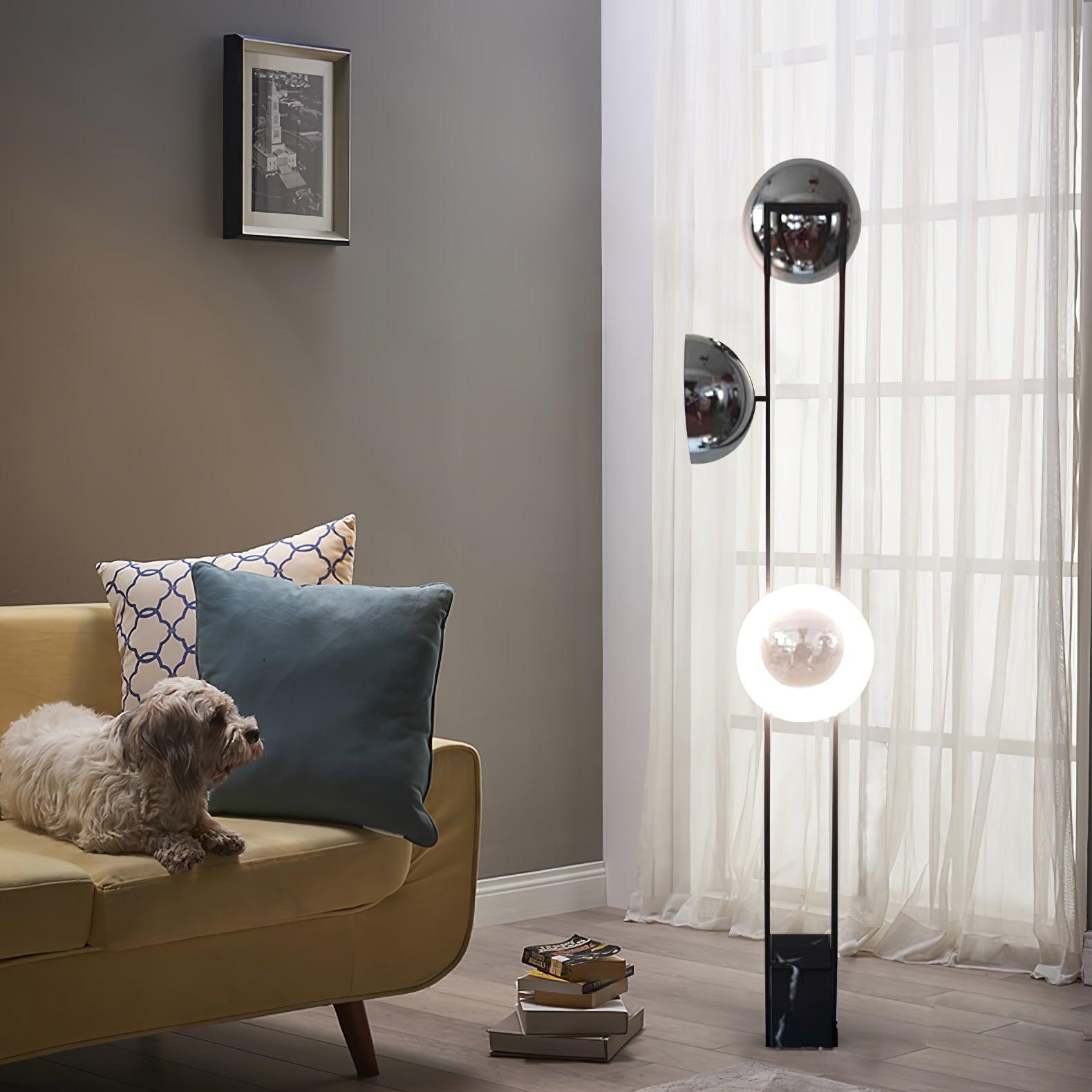 Modern LED Floor Lamp Black Three Light Tall Accent Light for Living Room
