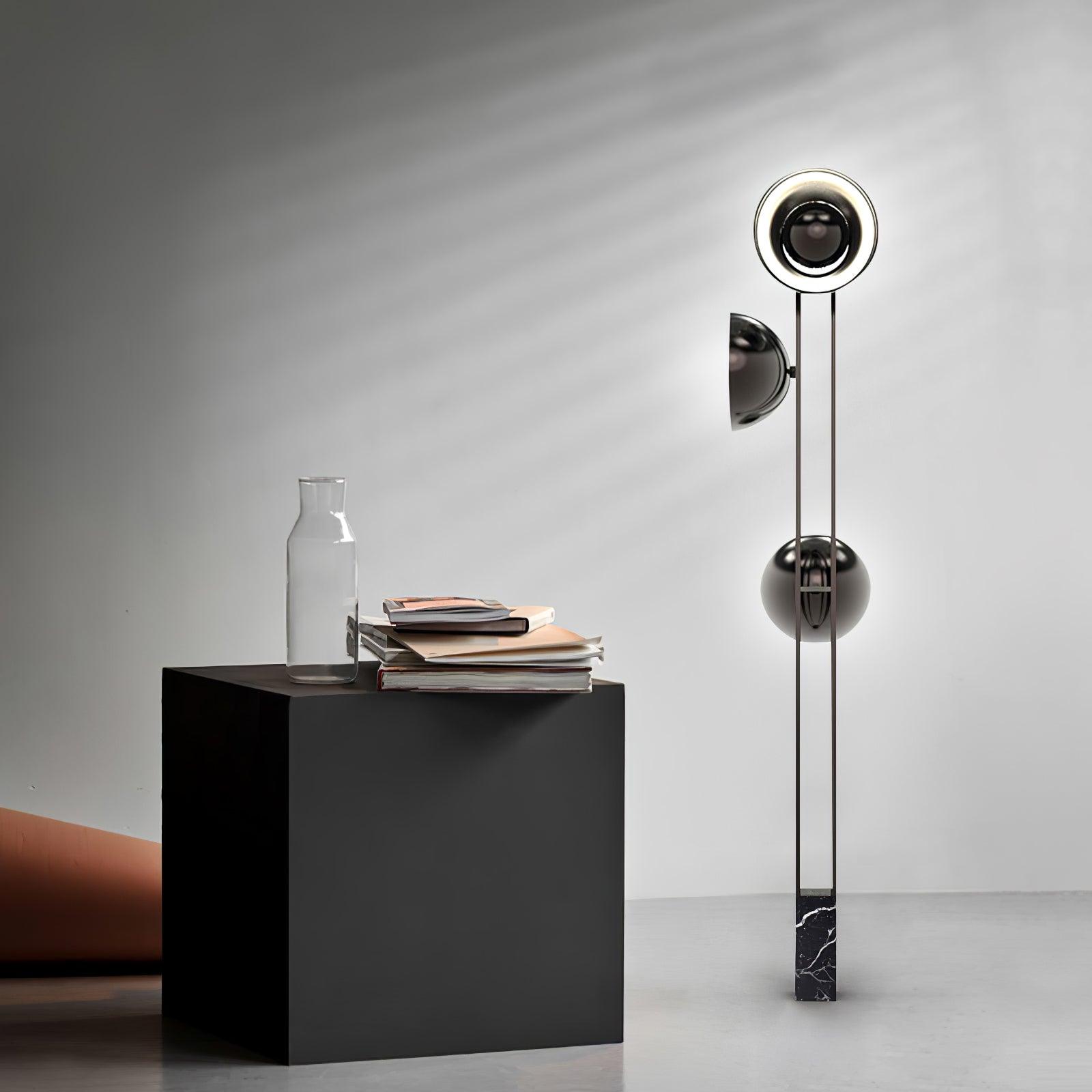 Modern LED Floor Lamp Black Three Light Tall Accent Light for Living Room