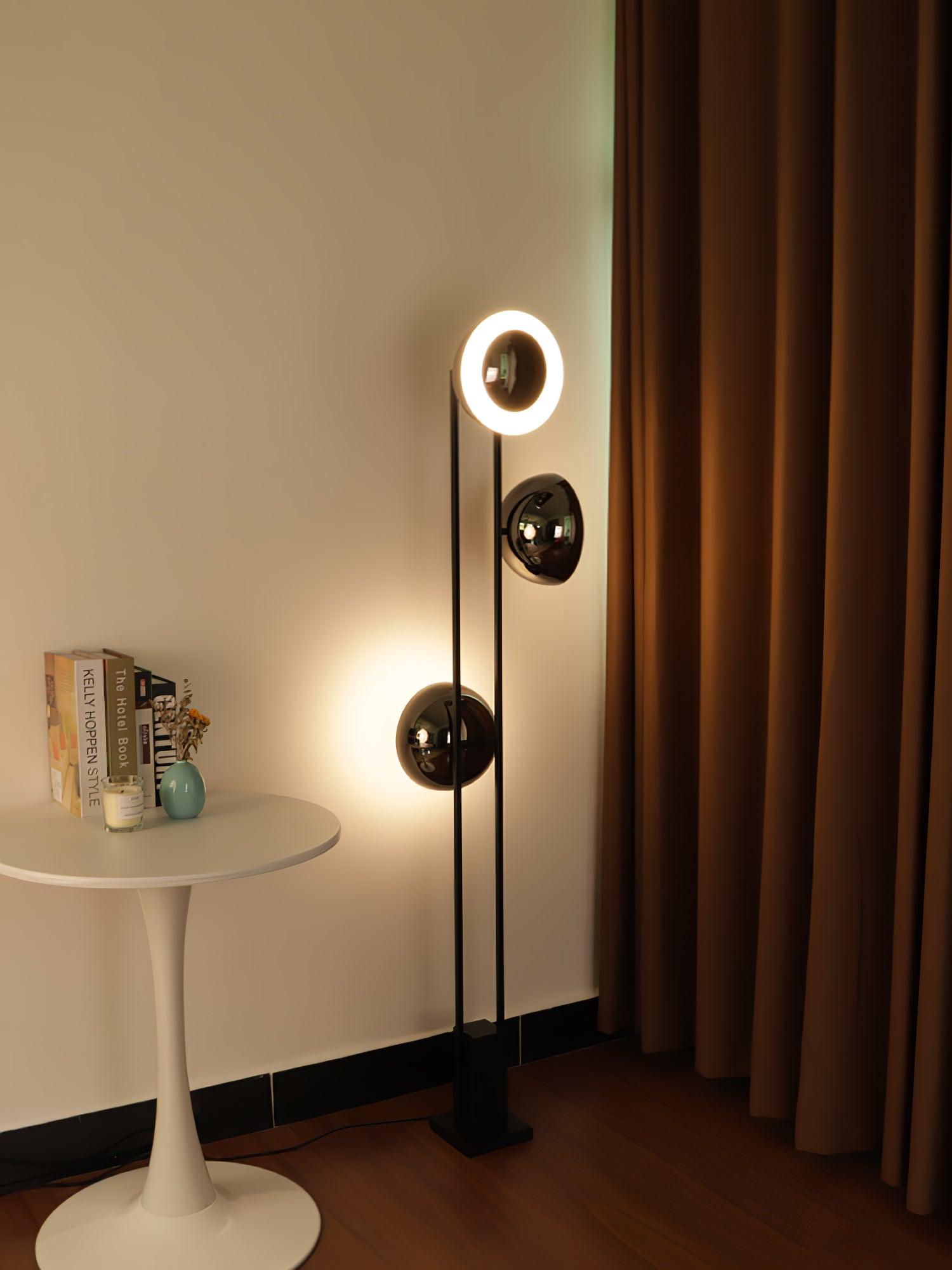 Modern LED Floor Lamp Black Three Light Tall Accent Light for Living Room