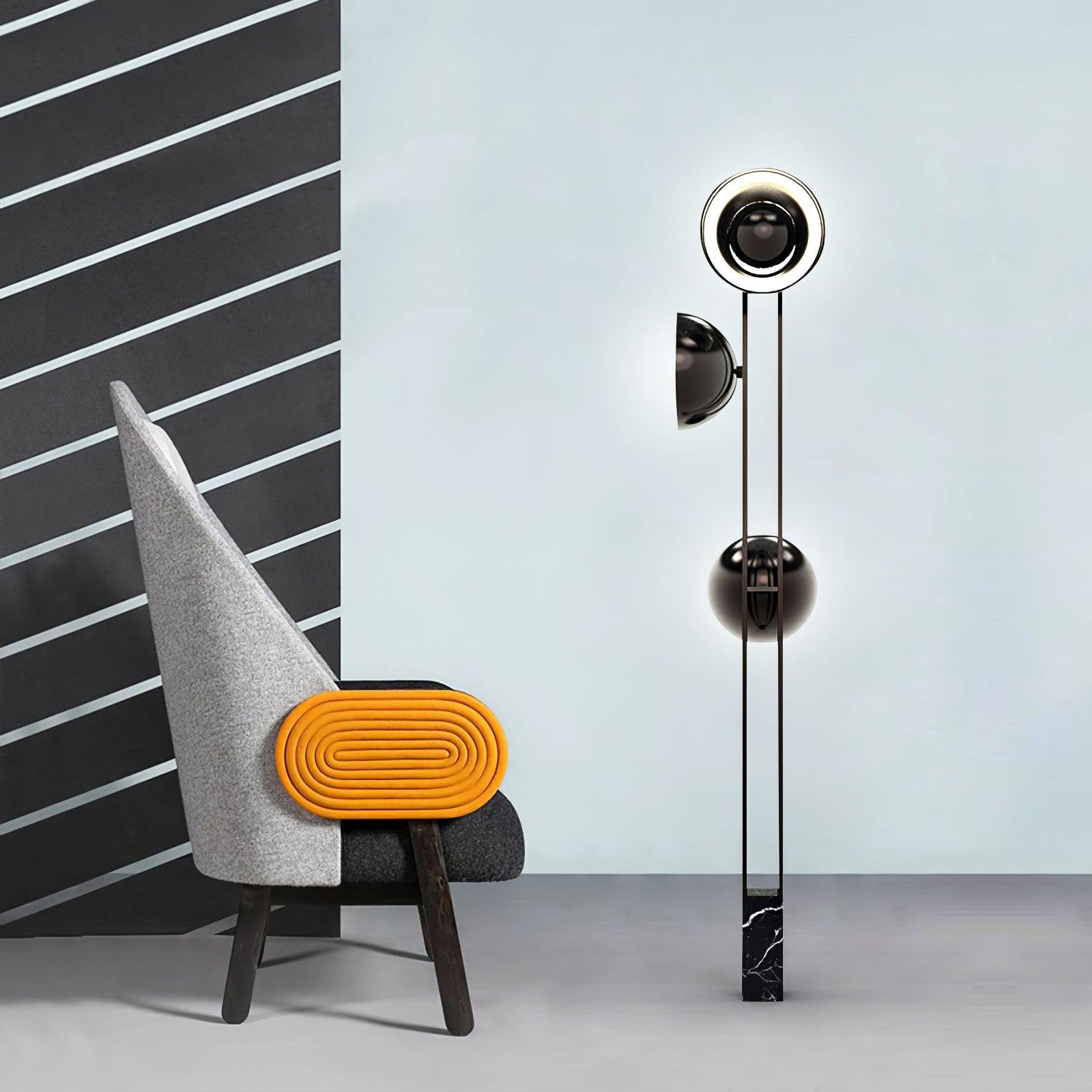 Modern LED Floor Lamp Black Three Light Tall Accent Light for Living Room