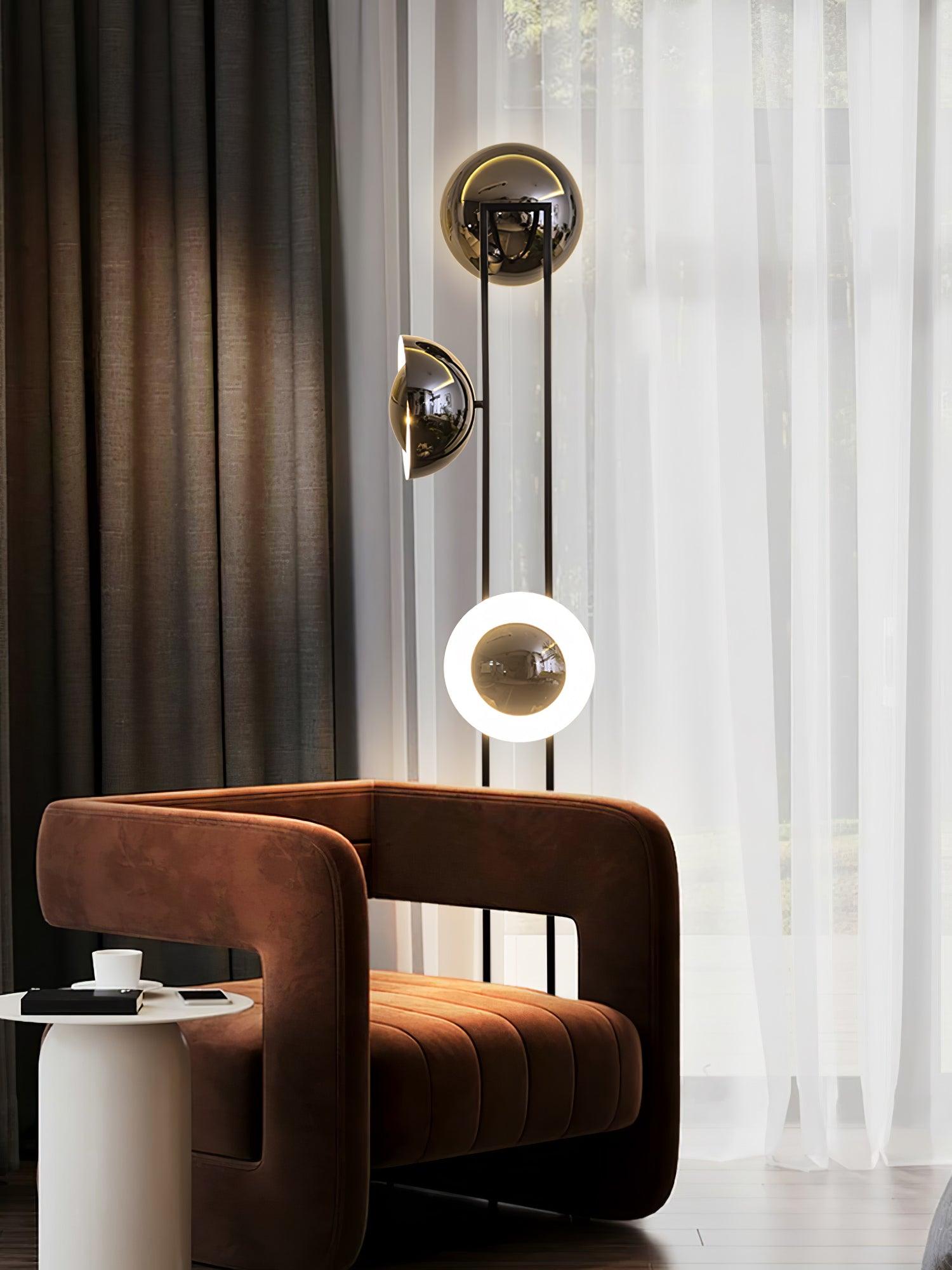 Modern LED Floor Lamp Black Three Light Tall Accent Light for Living Room