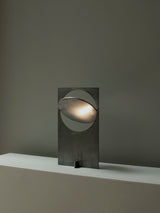Minimalist Geometric Iron Reading Table Lamp with Adjustable Integrated LED Spotlight