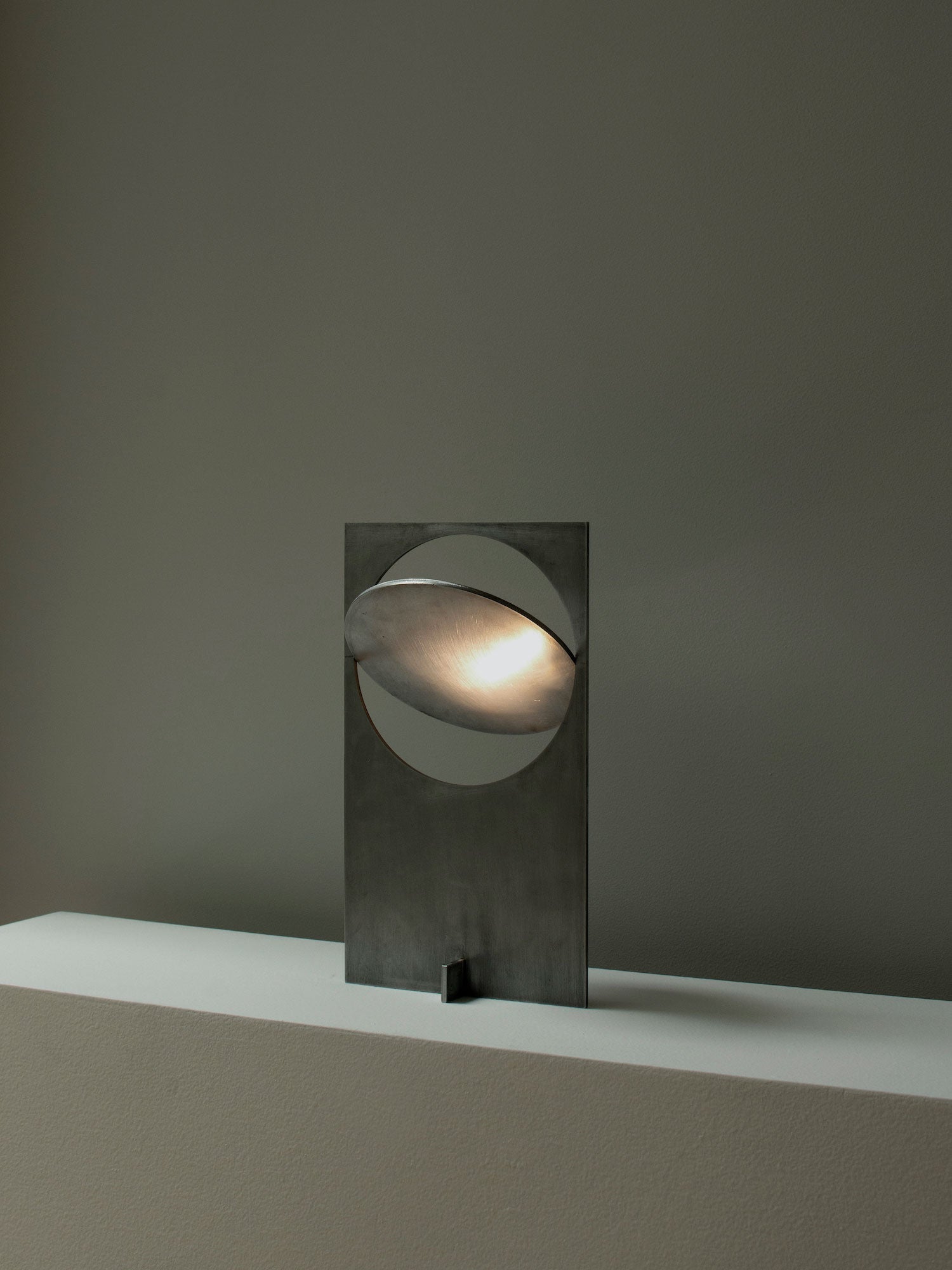 Minimalist Geometric Iron Reading Table Lamp with Adjustable Integrated LED Spotlight